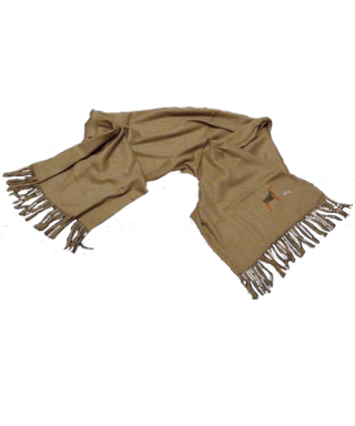 Plain scarf with embroidered Poodle motif White