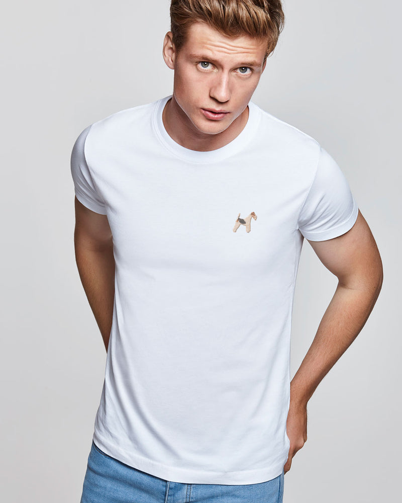 Camiseta manga corta con motivo bordado Fox Terrier Blanco