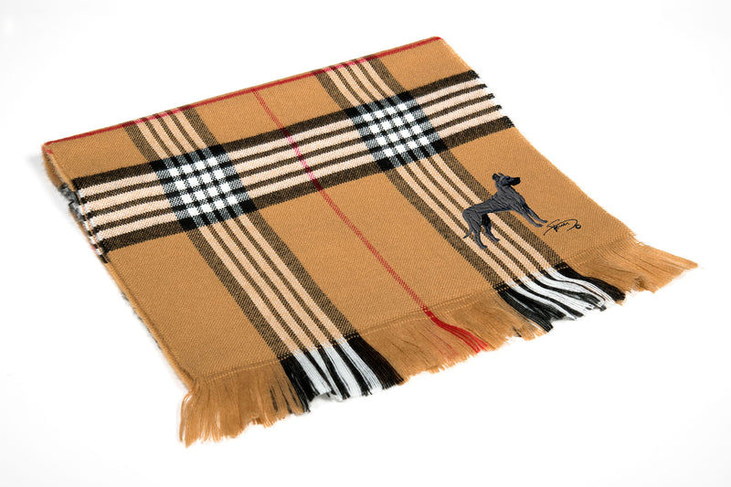 Plain scarf with embroidered Dogo motif