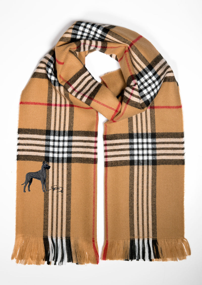 Plain scarf with embroidered Dogo motif
