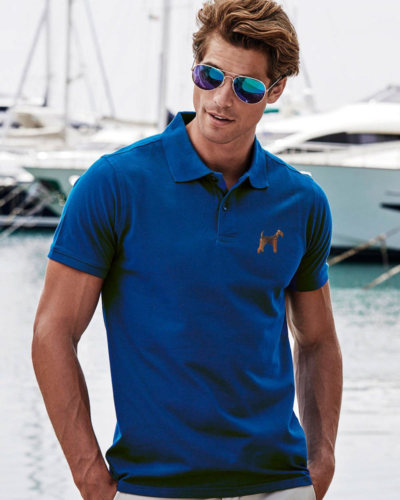 Short-sleeved polo shirt with embroidered motif Dachshund Short Hair