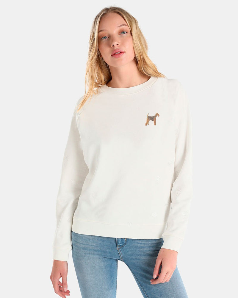 Sudadera de algodón con motivo bordado Caniche Blanco